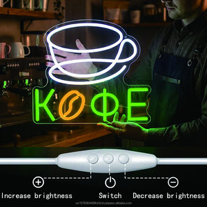 Letrero LED de neón colgante con letras luminosas de café ruso, letrero para tienda, taza de café, luz ambiental, luz indicadora para interiores y exteriores, 5V - Product Image 1