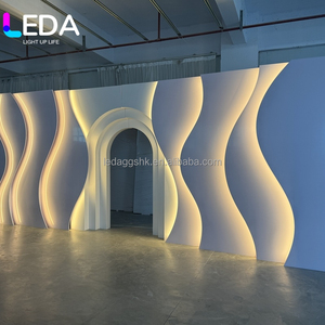 LEDA - Fondo de Escenario Moderno para Bodas, Diseño de Ondas Blancas, PVC 3D, Decoración de Escenario con Luz LED - Product Image 2