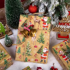 Kraft Christmas <b>Wrapping</b> <b>Paper</b> Santa Deer Mushroom Pattern 46.8 Square Feet Recyclable Packaging <b>Paper</b> - Product Image 5