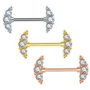 Piercings de pezón 14G de acero quirúrgico con tornillo, tipo barbell, para lengua, con colgante recto de corazón de circonita cúbica - Product Image 1