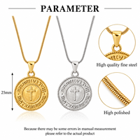 Collier croix ARNAN pour femme en acier inoxydable 304, doré, avec pendentif pièce de monnaie vintage en relief, bijoux de mode superposés, cadeau en gros