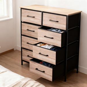 Armoire de rangement à double rangée pour chambre à coucher, organisateur avec cadre <span class=keywords><strong>en</strong></span> métal, coffre avec 8 tiroirs <span class=keywords><strong>en</strong></span> tissu non tissé - Product Image 2