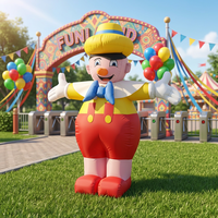 Offre Spéciale : Mascotte Gonflable Géante Clown Jaune et Rouge, avec pouce levé et bras ouverts, Personnage de Dessin Animé Joyeux pour Affichage Événementiel