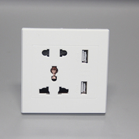 Enchufe de Pared Multifunción de 5 Pines y 16A con Doble Puerto USB de 5V 2.1A, Enchufe de Pared con Conexión a Tierra Estándar para PC, Enchufe de Pared Universal con Puerto USB
