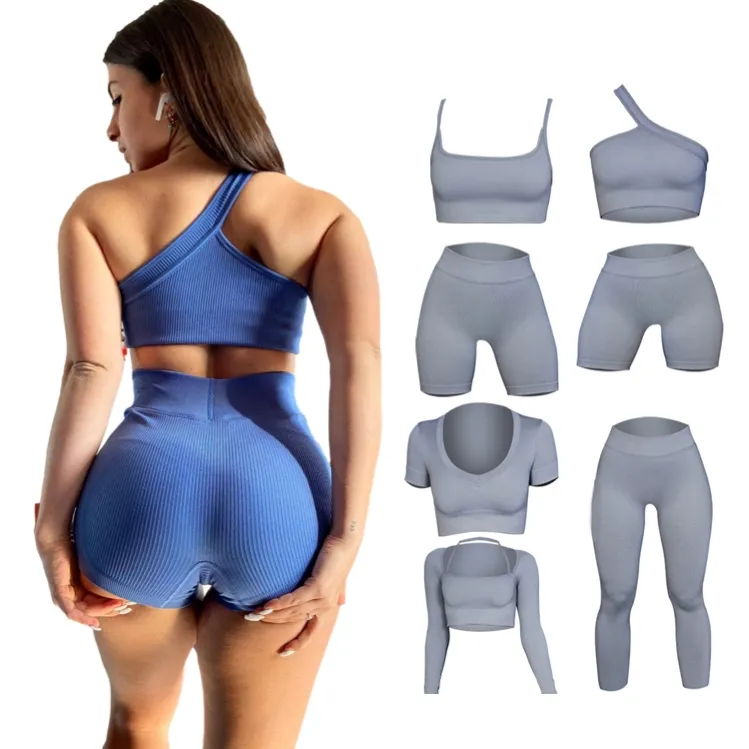 OEM ODM High Quality Ribbed Sports Seamless Active Wear Workout Yoga Gym Fitness Set For Woman China