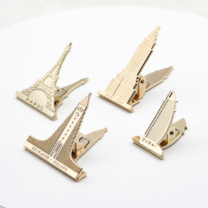 Vintage metallo Bulldog Clip legante lega di zinco libro titolare della pagina con edificio turistico tema per Journaling e ufficio nota prendendo - Product Image 2