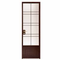 Porte intérieure en verre dépoli noir à motif de peinture à l'encre de bambou, style chinois traditionnel, pour villa