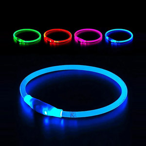 Coleira de segurança noturna ajustável <span class=keywords><strong>LED</strong></span> para cães e gatos de estimação com carregamento USB
