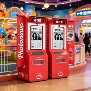 Machine Photobooth Vintage Rétro Style Journal, Mini Kiosque Photo Libre-Service, Impression Instantanée Automatique, Distributeur Automatique de Selfies - Product Image 6