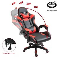 Chaise de jeu de course ergonomique confortable avec rotation à 360 degrés, chaise de jeu d'ordinateur avec roulettes