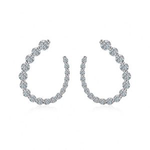Dylam Classic Design Fine 925 Sterling <b>Silver</b> Sparkle D Color VVS1 Moissanite Stones U-shaped <b>Stud</b> Earrings for Women - Product Image 1