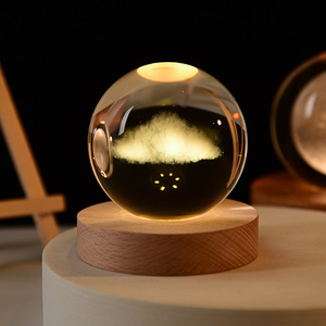 Lámpara de bola de cristal luminosa, lámpara de estado de ánimo, Sistema Solar, Base de madera Led, decoración del hogar, luces de noche, arte <span class=keywords><strong>3D</strong></span>, bola de cristal, lámpara de noche - Product Image 2