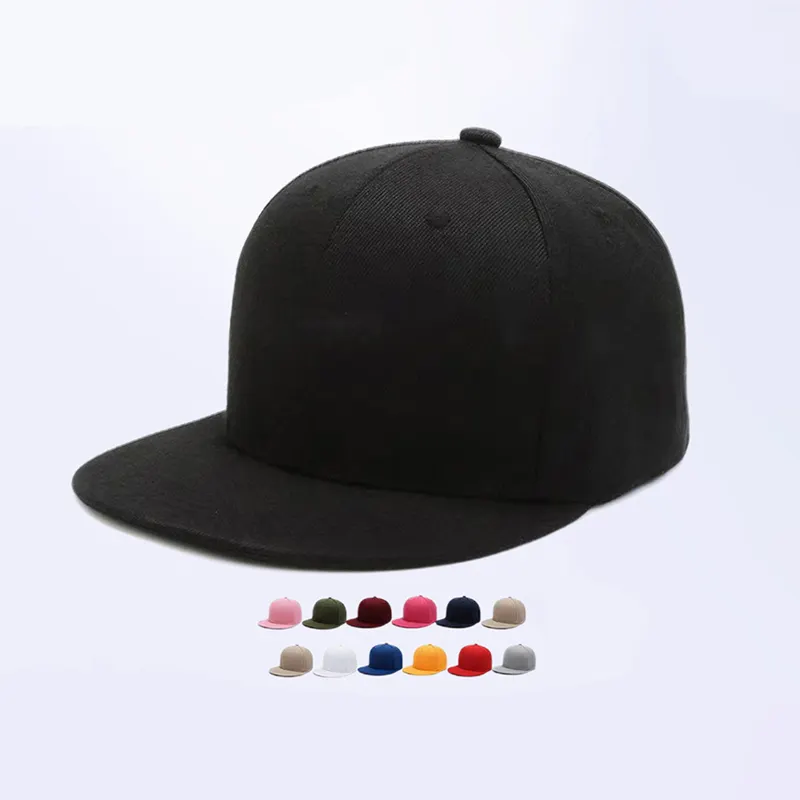 Flat Bill Visor Classic Snapback Hat Brim ajustable en blanco High Top Trendy Color Style Plain Tone Gorra de béisbol