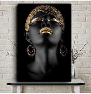 Tableau mural pour salon, peinture sur toile de femme africaine noire contemplative, affiches et impressions scandinaves - Product Image 4
