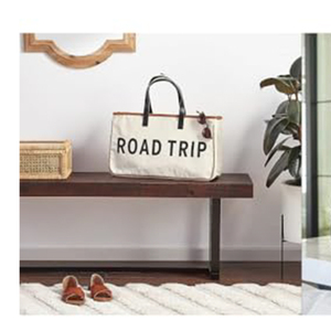 Deri kolları ile özel baskılı büyük tuval seyahat haftasonu kaçış yaz bez plaj çantası - Product Image 6