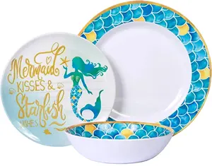 Lightweight Shatterproof Melamine Dinnerware Sets Melamine Tableware Summer Plates and Bowls Sets for Outdoor Indoor Use
