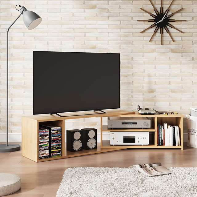 Modern Corner Telescopic TV Stand 40 Inch Storage Low Board Angle Adjustment Retractable Space-saving Living Room TV Cabinet