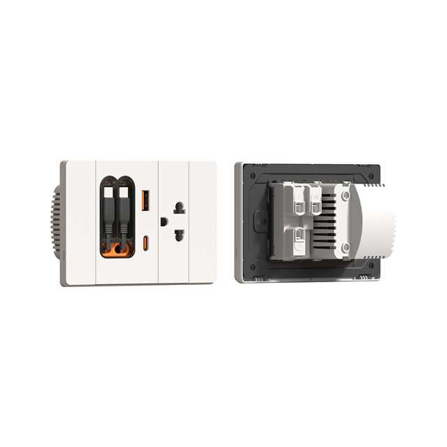 Universal Type-C USB Socket with Retractable Charging Cable Mobile Phone Desktop Power Outlet