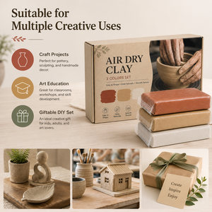 Lot de 3 pâtes à modeler en <span class=keywords><strong>poterie</strong></span>, séchage à l'air, cuisson au four, terre cuite beige et blanche, pour sculpture DIY, OEM, avec boîte cadeau kraft - Product Image 6