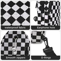 Tas Selempang Kotak-kotak Outdoor Trendy, Tas Pinggang Mini Motif Checkerboard Warna-warni dengan Tali yang Dapat Disesuaikan untuk Olahraga