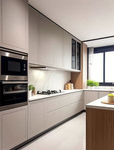 Unités modernes de mélamine de contreplaqué de petite pièce en bois Armoires de cuisine modulaires Style de secoueur de placage en bois de chêne blanc - Product Image 5