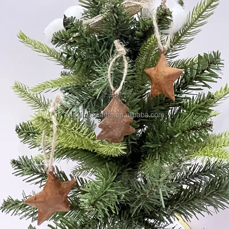Christmas Home Decoration L Bell 15 Pieces Rusty Metal Five-pointed Star Christmas Tree Love Bell Combination With Decorations