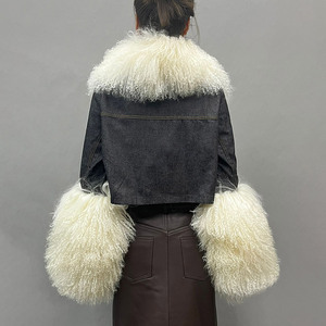 <span class=keywords><strong>Manteau</strong></span> en fourrure de mouton de Mongolie de luxe, coupe courte, personnalisé pour femmes, Jancoco 2024 - Product Image 2