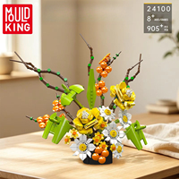 Mould King 24100 2026 Seri MOC Tanaman Bunga Baru Model Buket Kit untuk Dewasa Hadiah Liburan 905pcs Set Blok Bangunan
