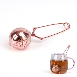 再利用可能なボール型銅ティーストレーナーステンレス鋼ローズゴールドティーインフューザー - Product Image 1