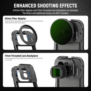 Neewer 15 Pro điện thoại lồng Video Rig với Dual xử lý tương thích với iPhone 15 Pro, kim loại 67 Mét Bộ lọc Adapter, 17 mét ống kính - Product Image 3