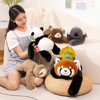 Peluche lestée à bras longs de 30/45/65 cm, oreiller doux en forme de raton laveur, koala, ours, paresseux, dinosaure, cadeau pour garçons et filles