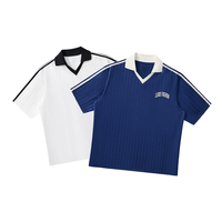 Polo de football rétro en jersey respirant à col rabattu et imprimé, coupe ample, pour homme