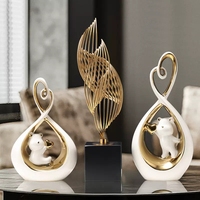 Ornements en céramique en forme d'ours blanc et orange, faits à la main, de style nordique, luxe antique, forme géométrique, décorations créatives pour la maison