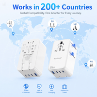 Adaptateur de voyage compact PD 10W Mini Slim, prise universelle GaN pour le Royaume-Uni, les États-Unis, l'UE, l'Australie, pour les voyages quotidiens, les écouteurs, les téléphones mobiles