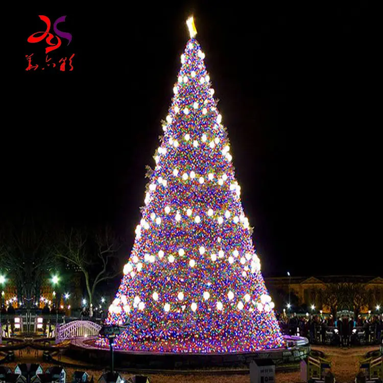 3D LED מלאכותי 20ft 30ft 40ft 50ft 60ft ענק חיצוני תאורת PVC חג המולד חג המולד עץ קניון קישוט