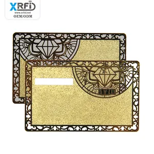 Tarjetas de negocios Inteligentes rfid de oro rosa, tarjetas de metal con chip nfc, color negro, en blanco, novedad