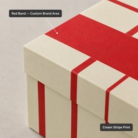 Caixa de Presente Rígida com Impressão Personalizada para Alimentos, Listras Vermelhas, Tampa e Base em Duas Peças com Acabamento Creme, Atacado Direto da Fábrica