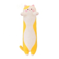 Boneka Hewan Plush Desain Baru Grosir, Bantal & Alas Tidur Kucing Panjang, Mainan Hewan Plush Warna-warni untuk Anak-anak