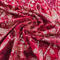 Tissu en dentelle de velours de luxe de haute qualité avec des paillettes, tissu en dentelle à sequins africain en gros pour robe de mariée