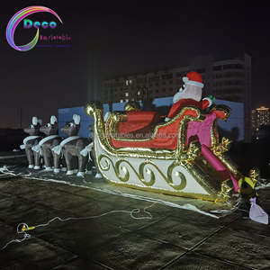 Nouveau design Décoration de Noël Père Noël <span class=keywords><strong>gonflable</strong></span> avec renne et traîneau en plein air - Product Image 2