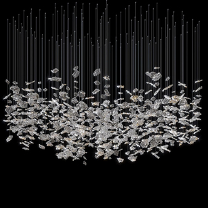 Dự án đèn chùm pha lê trong suốt, thiết kế sang trọng, cầu thang tùy chỉnh, sảnh khách sạn - Product Image 1