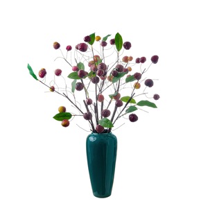 Fleur artificielle de litchi Qiwu, branche unique, rouge vin, rouge rose, en mousse, pour décoration maison et mariage - Product Image 5