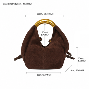 Bolso <span class=keywords><strong>de</strong></span> mano tipo hobo <span class=keywords><strong>de</strong></span> gamuza para mujer con asa superior <span class=keywords><strong>de</strong></span> metal martillado, <span class=keywords><strong>bandolera</strong></span> para compras diarias, citas y salidas. - Product Image 6