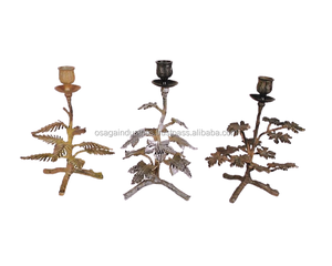โลหะที่ดีที่สุดขายLEAF DESIGNเทียนโลหะชุด3ออกแบบใหม่เทียนคุณภาพสูงเทียนเสา - Product Image 1
