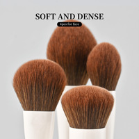 Juego de Brochas de Maquillaje de Rostro Completo con Mango de Madera y Pelo Sintético, Personalizable con Logotipo, Venta al por Mayor, Disponible con Bolsa y Esponja de Maquillaje