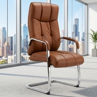 Chaise de bureau moderne de luxe en cuir PU, chaise de salle de réunion contemporaine, chaise de visiteur sans roulettes