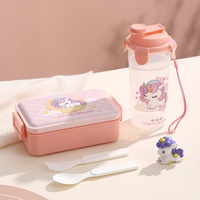 Lonchera Bento Estética para Niños 2026 con Botella de Agua, Libre de BPA, a Prueba de Fugas, Apta para Microondas, Contenedor para Preparación de Comidas para la Escuela