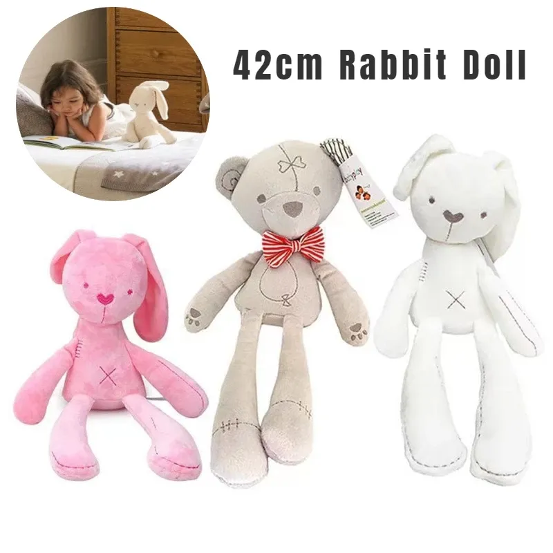 Wholesale 40cm Cute Rabbit Bear Doll Baby Soft Plush Bunny Children Appease Sleeping Baby Toys For Infants Gift