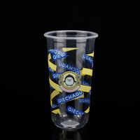 Gobelets jetables personnalisés imprimés de 10, 12, 16, 20, 24, 32 oz en PP/PET, pour eau, glace, café, vin, bière, milkshake, avec couvercle et film.