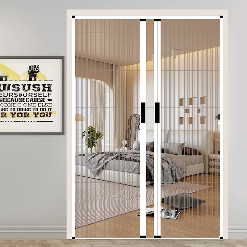 Custom Aluminum Retractable Screen Door Folding Pleated Mesh Design Low Profile Bottom Frame Anti Insect Door For Home Entrance · image 5
